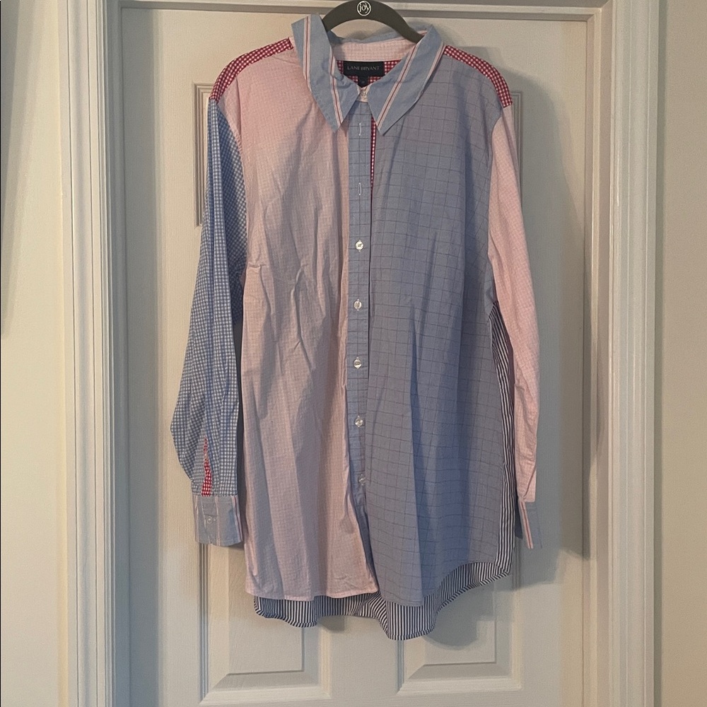 Lane Bryant Red and White Checkered Shirt